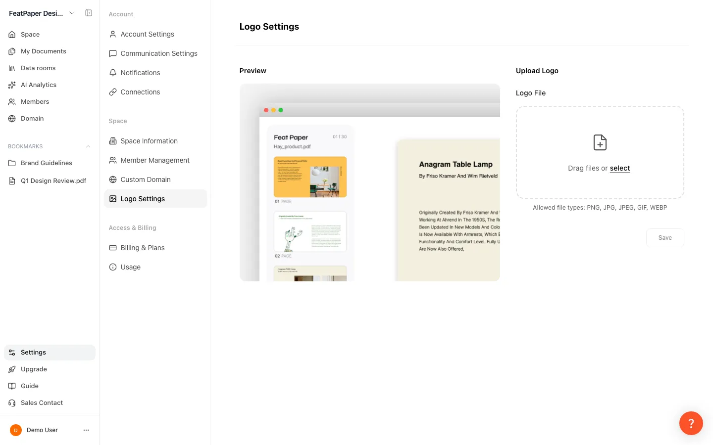 Branding settings