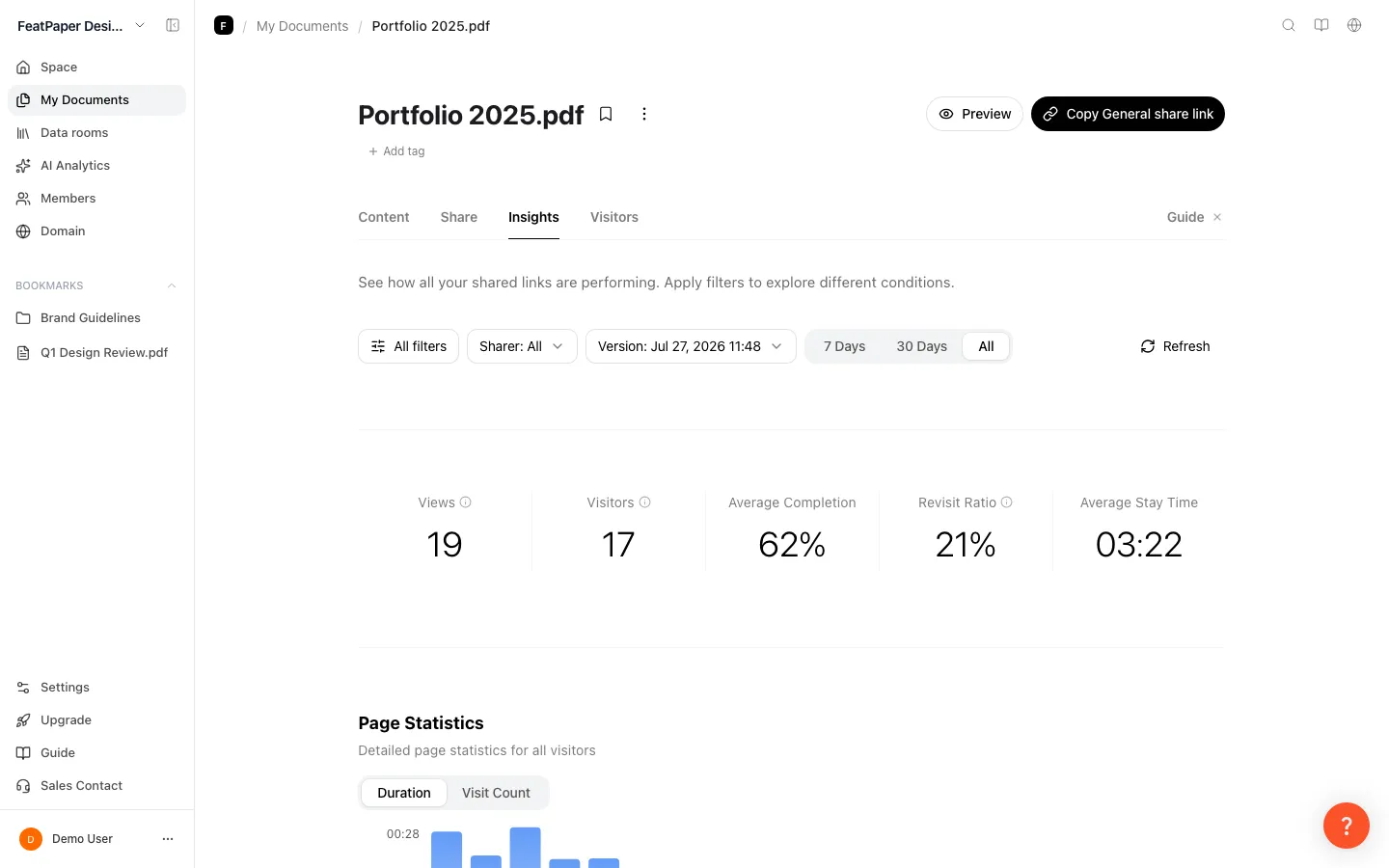 FeatPaper document insights screen