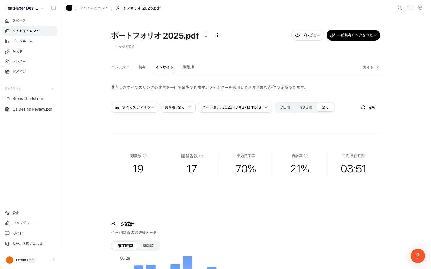 FeatPaperドキュメントインサイト画面