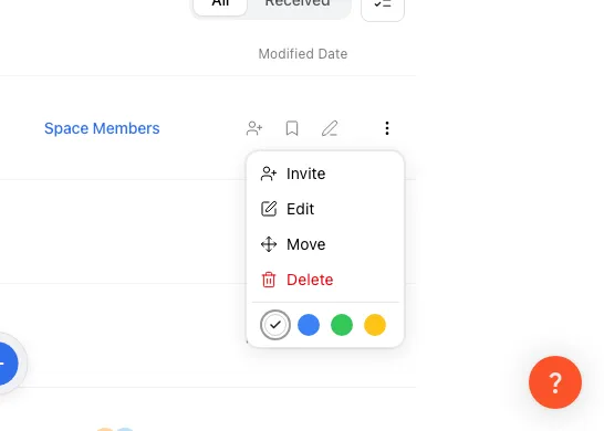 Folder row more menu