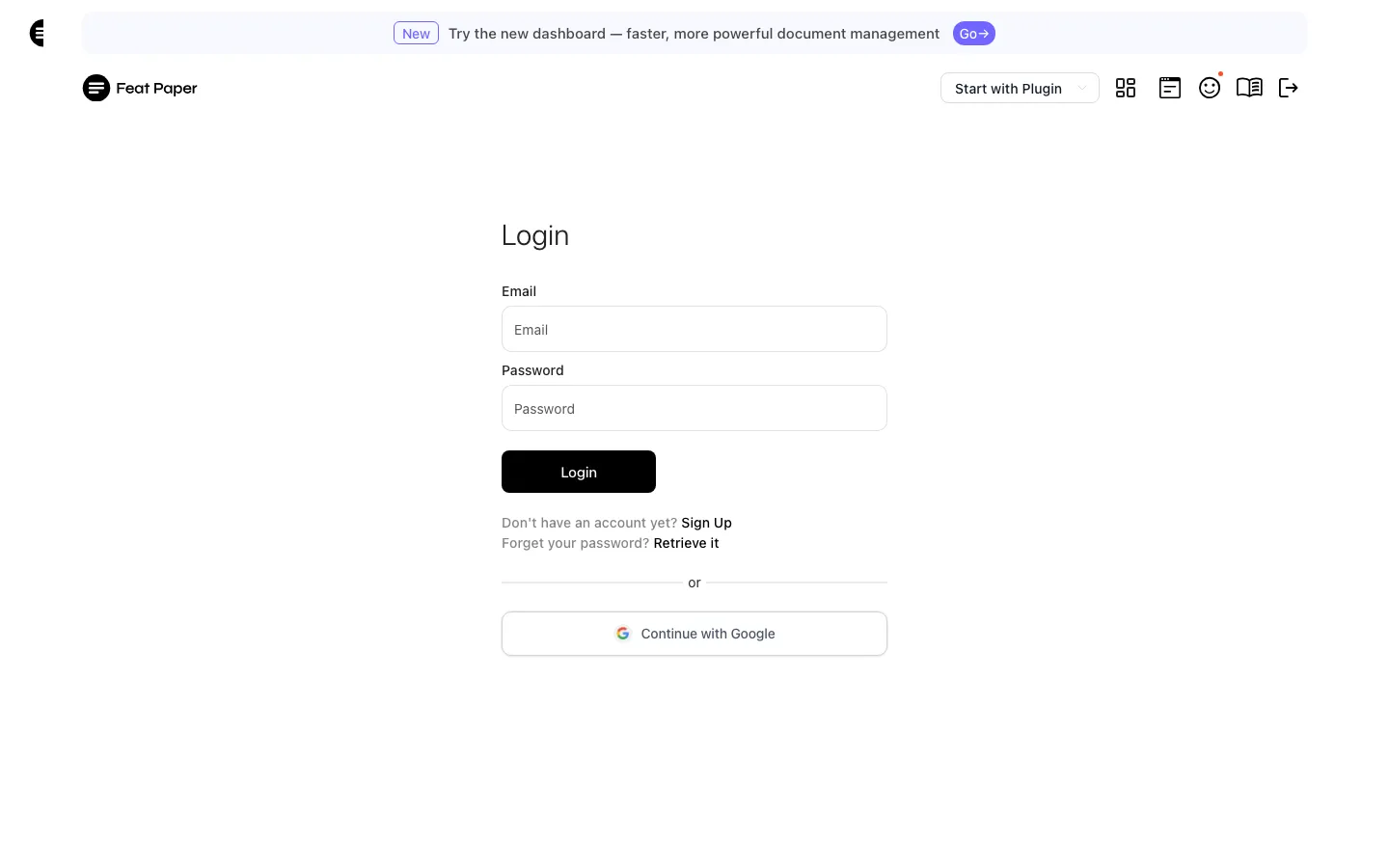 Login screen