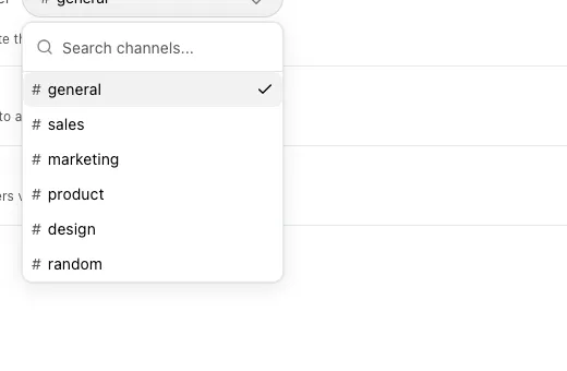 Slack channel selection