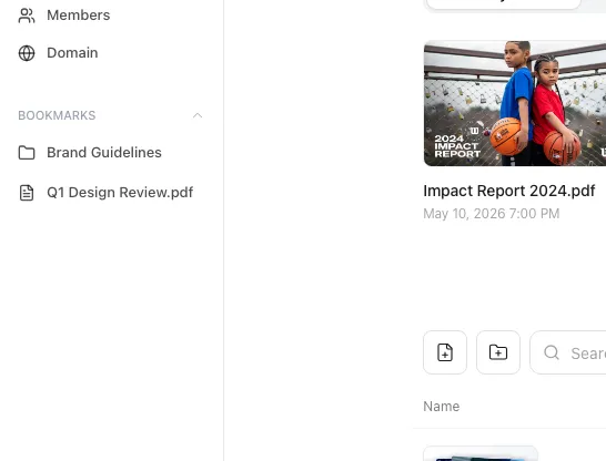 Sidebar bookmarks section